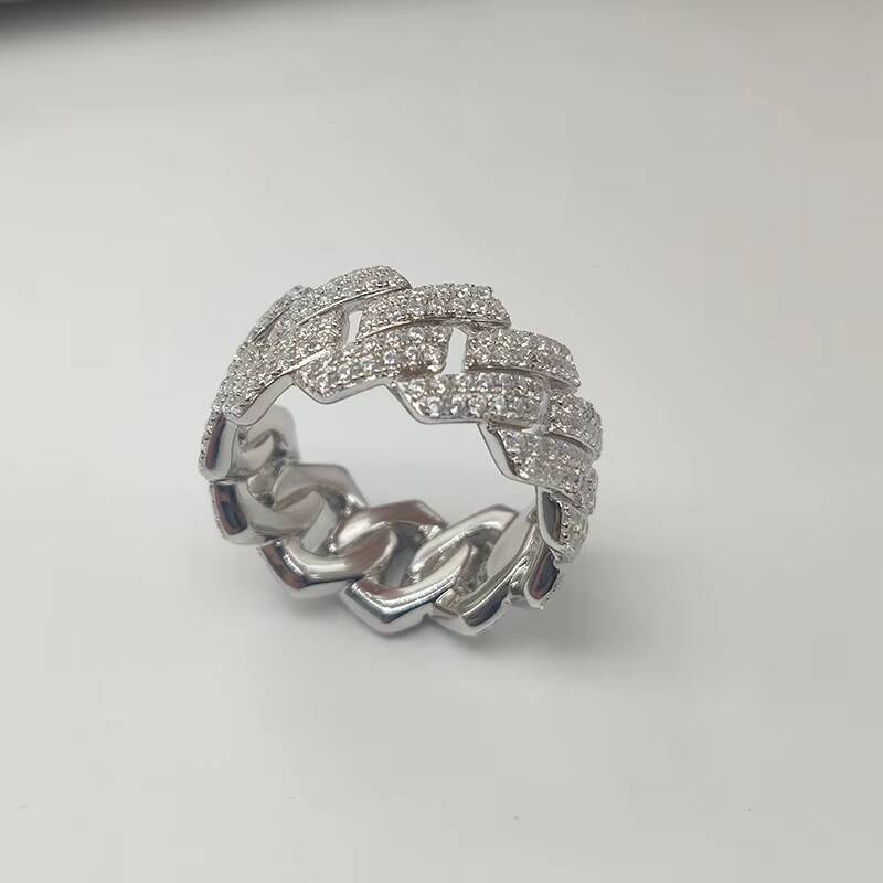 Hot Sale Design 925 Silver Pass Diamond Tester Moissanite Diamond Iced Out Jewelry Hip Hop Ring Cuban Band Ring Men