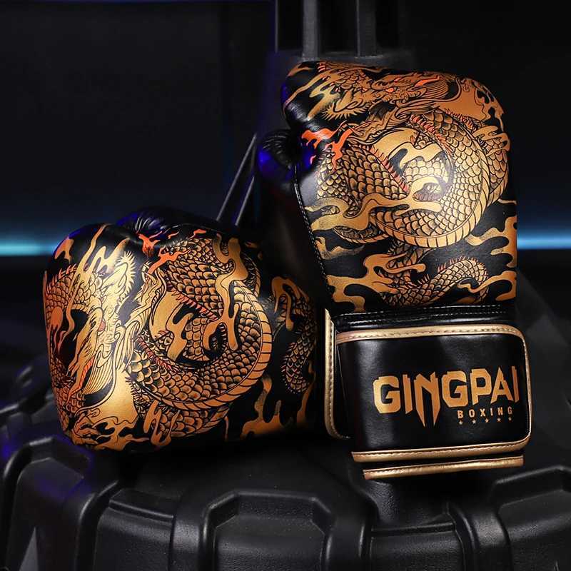 10/12/14oz Dragon Boxing Gloves Professional Adult Sanda Muay Thai Fighting Gloves Men and Women Training Sandbag Free Fight MMA Z251112