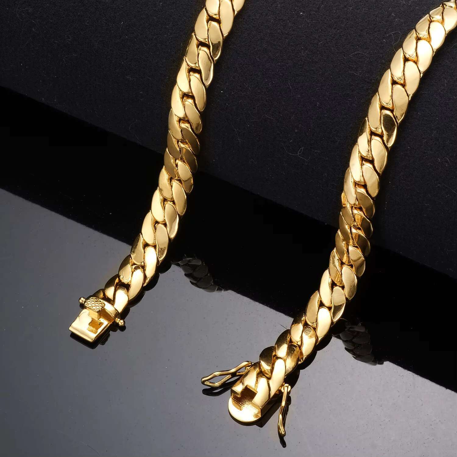 USA Trendy Bracelet Necklace Choker k Gold Cuban 6mm 8.8mm 9.6mm Miami Chain Unisex