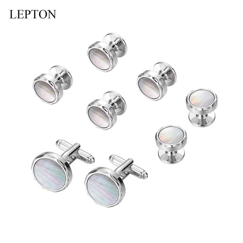 Low key luxury mother of pearl cufflinks tailcoat stud set lightweight colored shell cufflinks necklace studs mens gift cufflinksT250412