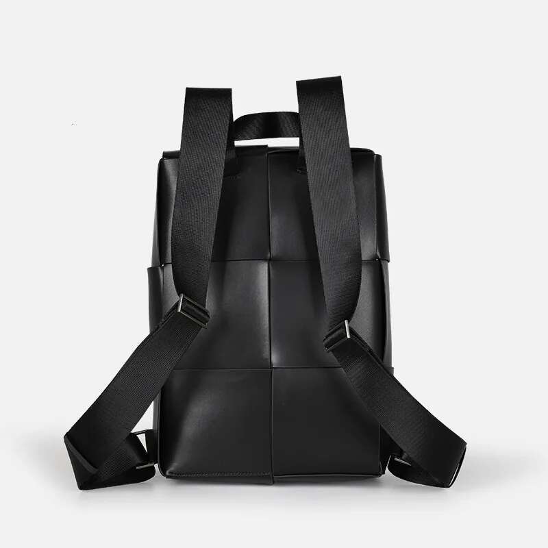 New Fashion Brand Genuine Men Woven Backpacks Real Natural Leather Student Backpack Boy Weave Computer Laptop Bag