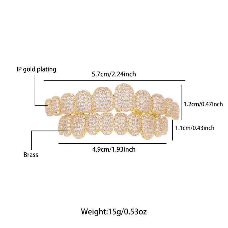 Big Shinning Bling Iced Out Teeth Grizz Hip Hop Top and Bottom Grills Teeth Mouth Punk Teeth Hat Cosplay Party TG134 W250412