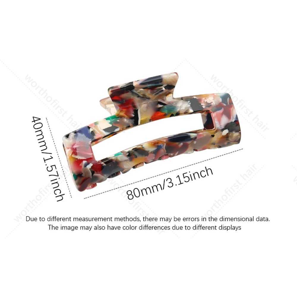 8cm clip geometric claw square acetate hair clip female leopard grain hair clip Y2504012