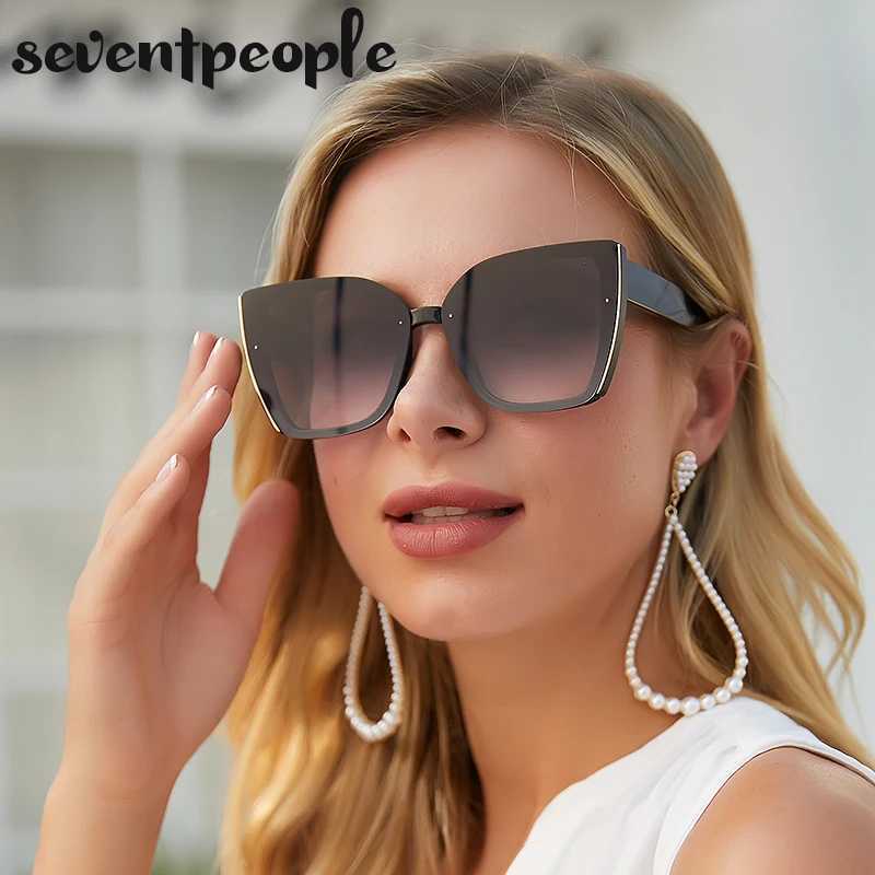 Oversized Cat Eye Sunglasses Women Big Frame 2025 Luxury Brand Fashion Square Sun Glasses for Ladies Retro Trendy Cateye EyewearC250411