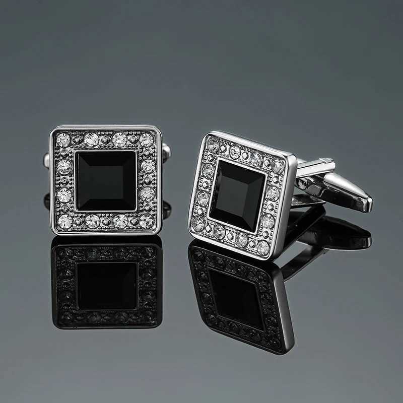 Mens French shirt cufflinks made of square blue crystal cufflinks fashionable mens wedding accessories wholesaleT250412