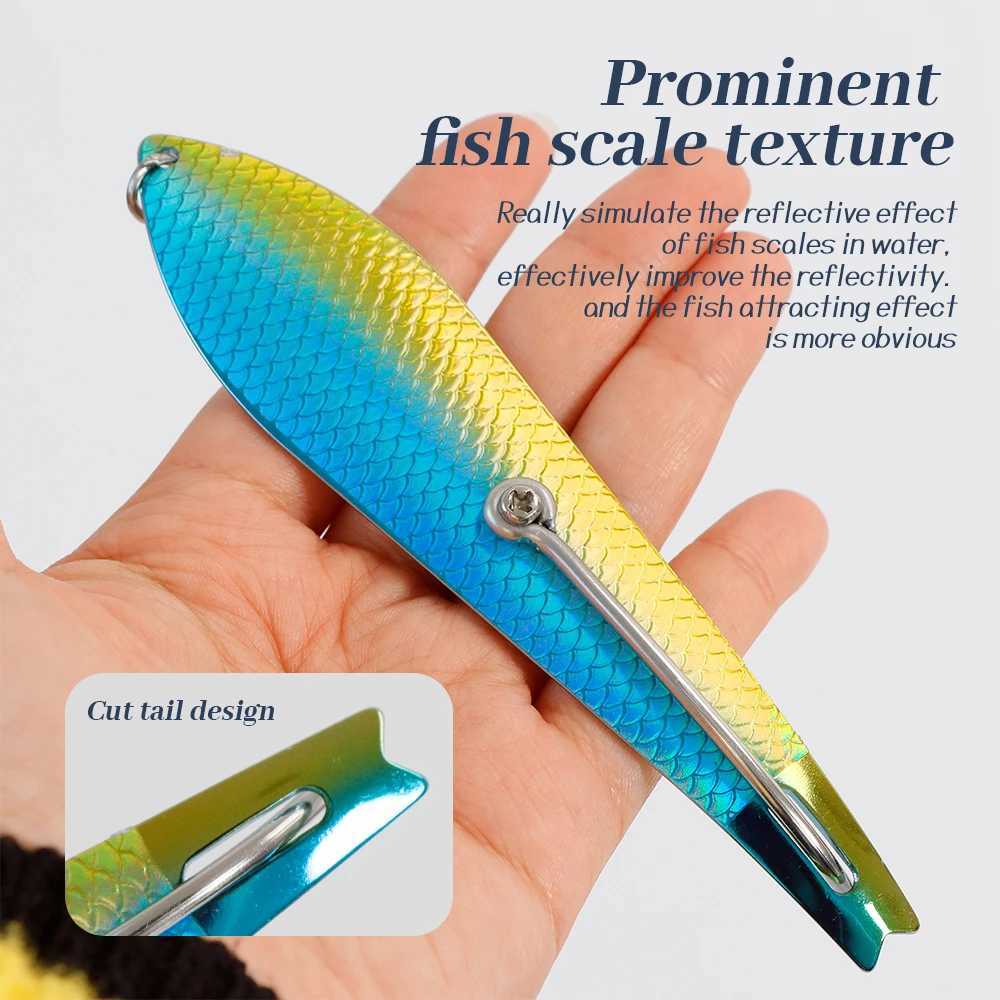 TOLU Spoon lure 5.5inch Fishing Shaped Metal Sequin Bait 3DFish Scale Patter Deep Sea Fishing Trolling Jig Lure Kingfish Mackere Z250411