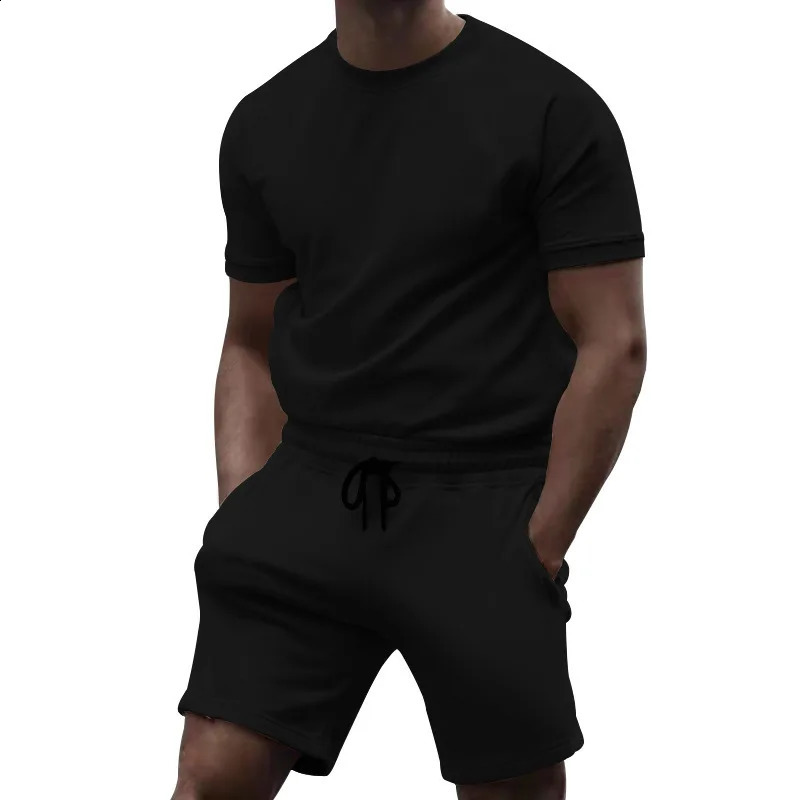 Fashion Casual Spring/summer Solid Color Two-piece Sportswear Suit Trend Mens Top Suit Men Clothing 250407