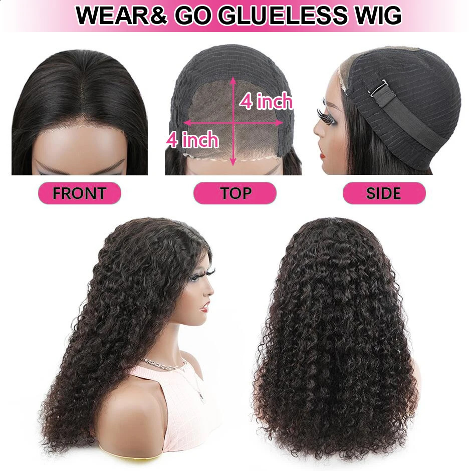 Water Wave Glueless Wig Pre-Cut Lace Wig 180% Pre-Plucked Natural Wave Wear Go Glueless Curly Human Hair Wigs For Women 250409