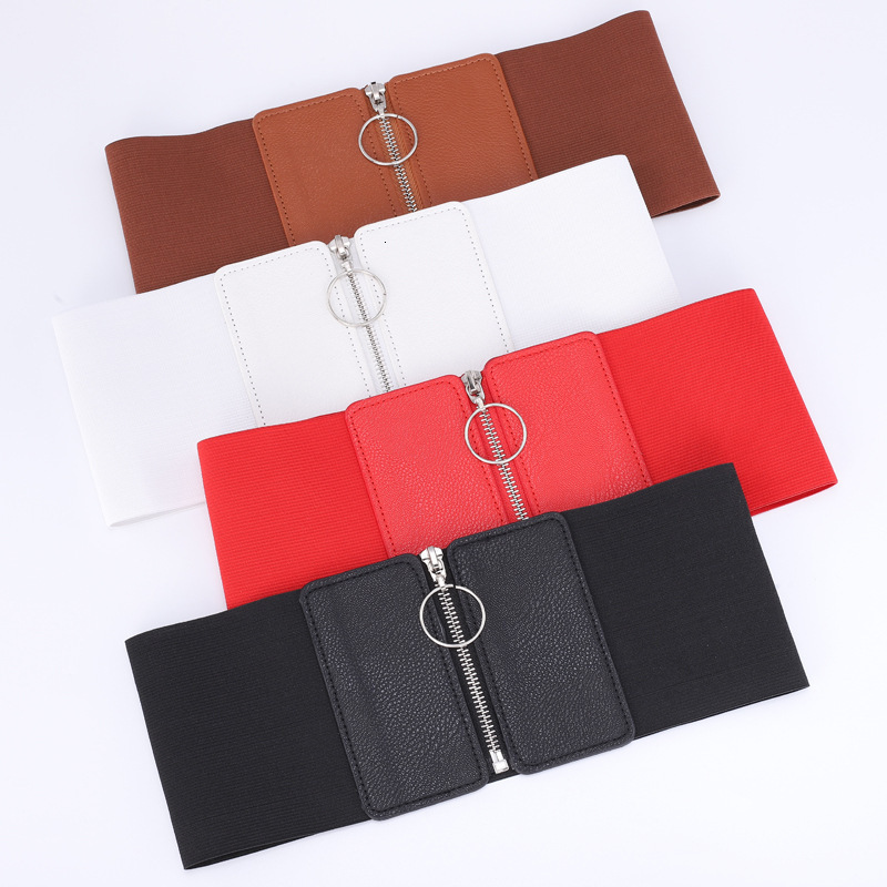 Ultra wide waistband women's circular zipper decoration, paired with skirt elastic elastic, simple and versatile waist seal