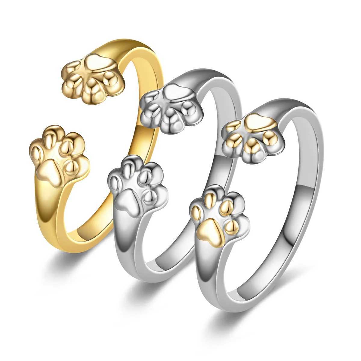 New hot selling fashionable stainless steel cat CL ring with adjustable opening suitable for womens jewelry giftsXJ250412
