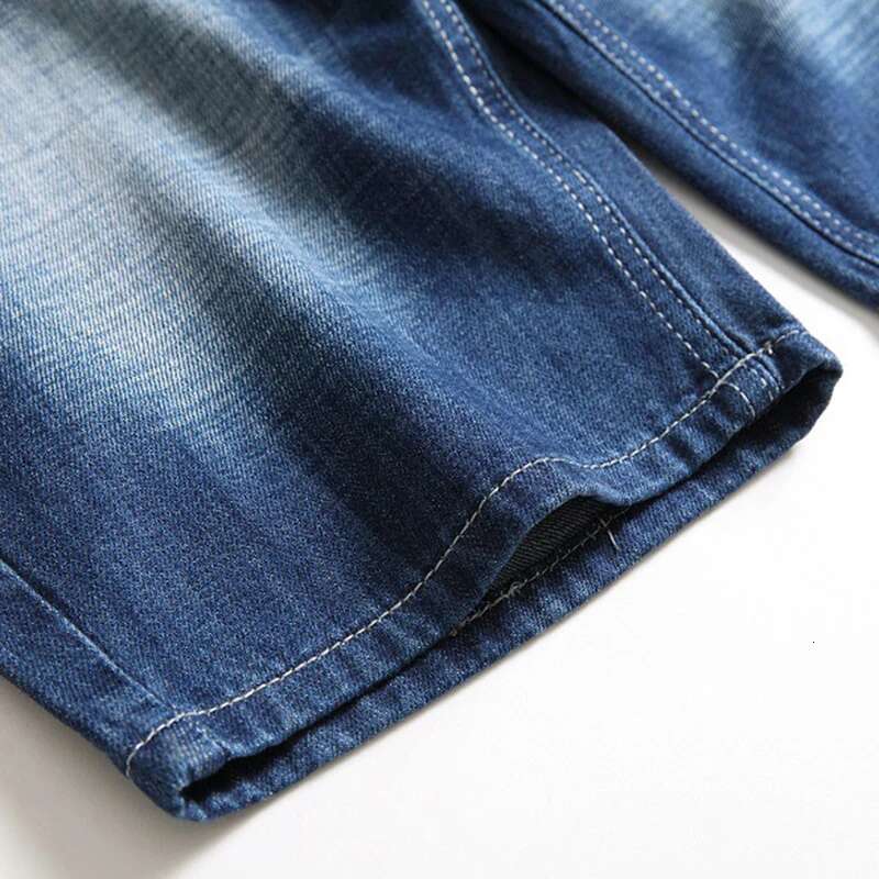 Ripped Knee Length Men's Straight Shorts Mens Fashion Summer Denim Short Pants Bermuda Cotton Casual Jeans Plus Size