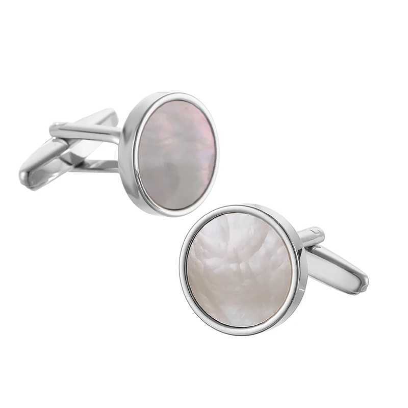 Classic mens French shirt cufflinks high-quality metal circular shell cufflinks business set accessories jewelry giftsT250412