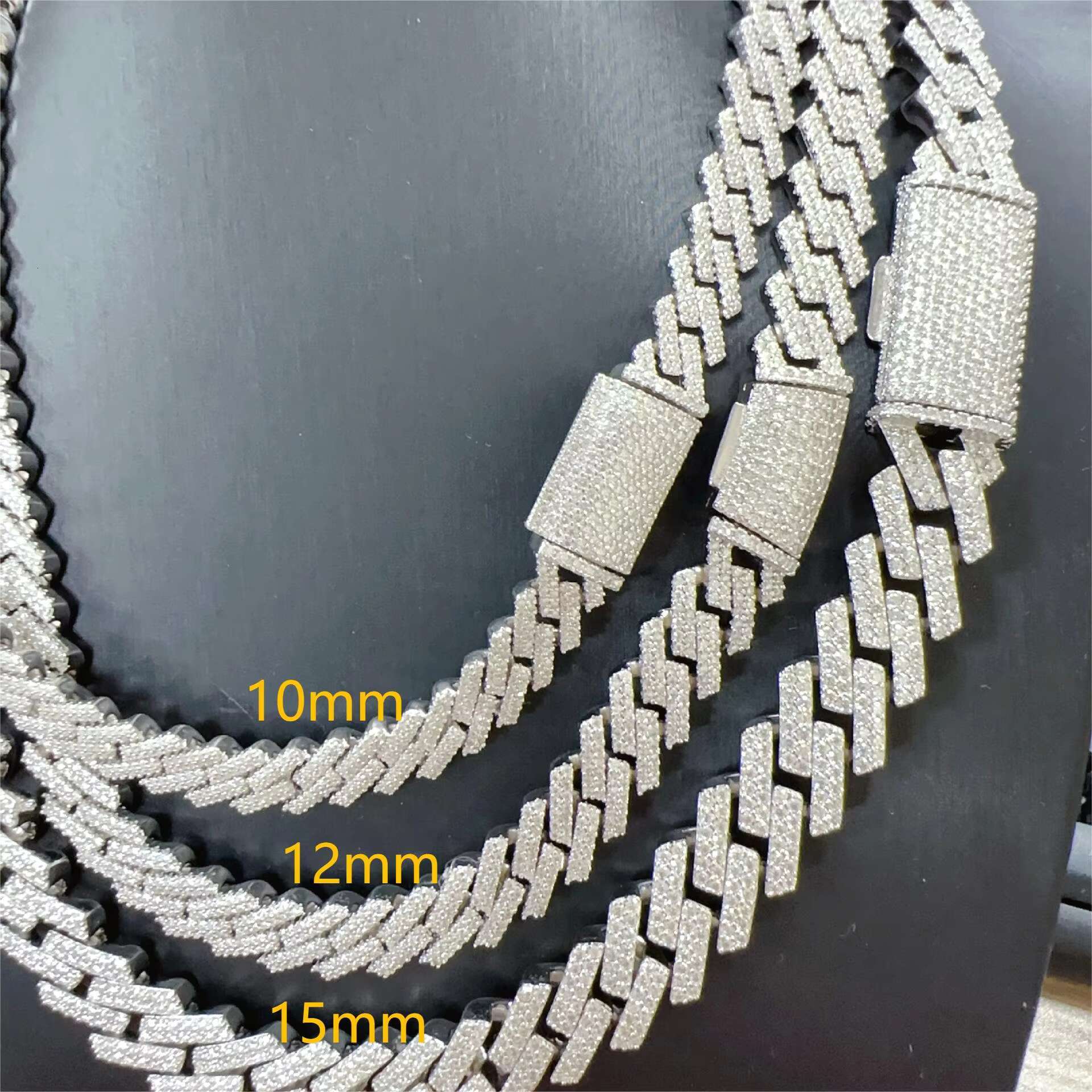 New Arrival Passed Diamond Tester Mossanite Chain for Men 12mm Silver 925 Hip Hop Iced Out Jewelry Moissanite Cuban Link Chain