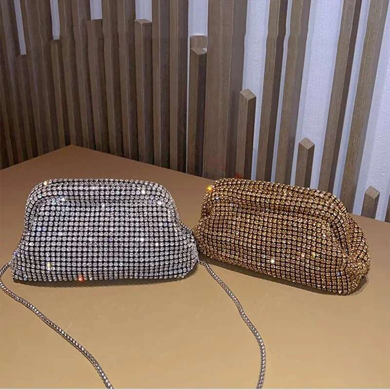 French Style Dia Evening Encrusted Shell Bag Women's Hand-Held Banquet Ladies Cosmetic Bags For Makeup