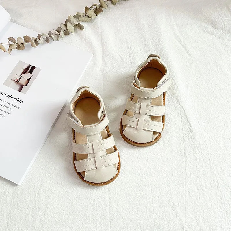 Unishuni Toddler Girls Cute Lightweight Closed Toe Ankle Strap Sandal Children Soft Sole Non-slid Sandal with Hook Loop Fastener 250411