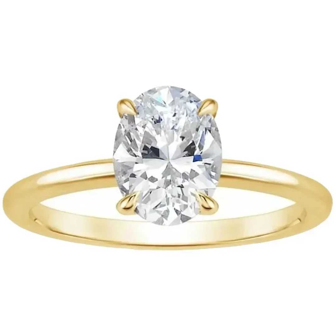 2024 Fashionable White Oval Pigeon Egg Zircon Plated Gold and Silver Female Engagement RingXJ250412