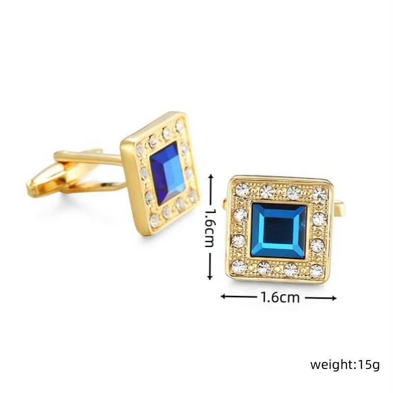 Mens French shirt cufflinks made of square blue crystal cufflinks fashionable mens wedding accessories wholesaleT250412