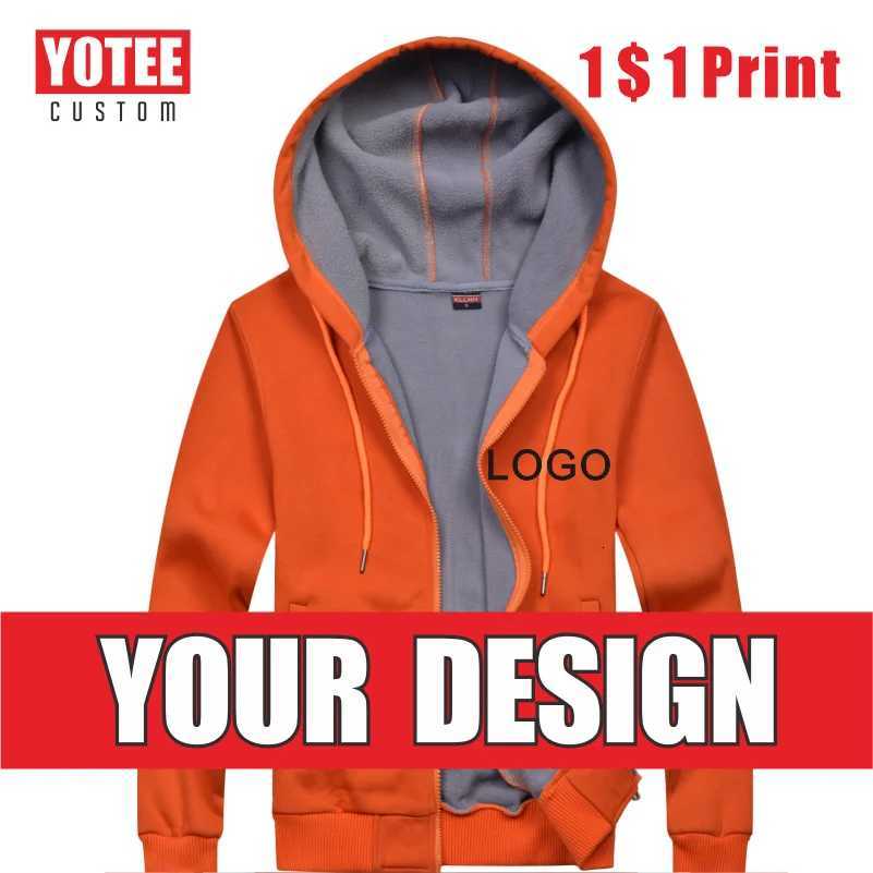 POD customization YOTEE Zipper Hoodie Fashion Brand Custom Thicken Mens Sweatshirt Solid Color Top Hoodie Fall Winter 2021 New DIYT251112