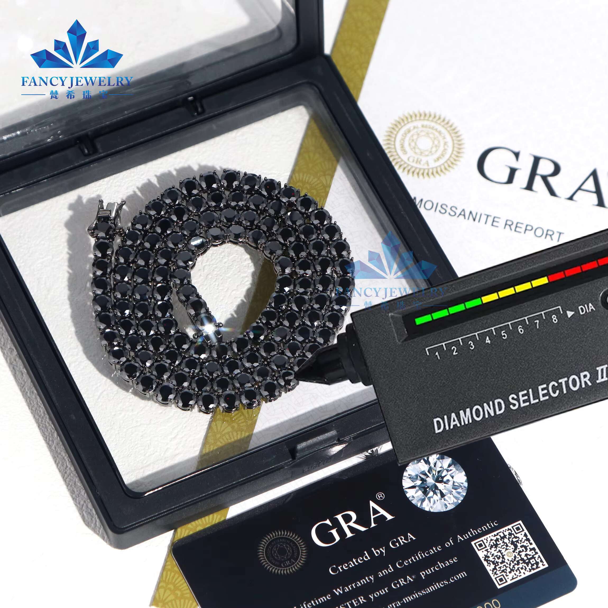 925 Sterling Silver Tennis Chain Necklace Iced Out 2mm 3mm 4mm 5mm 6.5mm Gold Plated Diamond Black Moissanite Iced Tennis Chain
