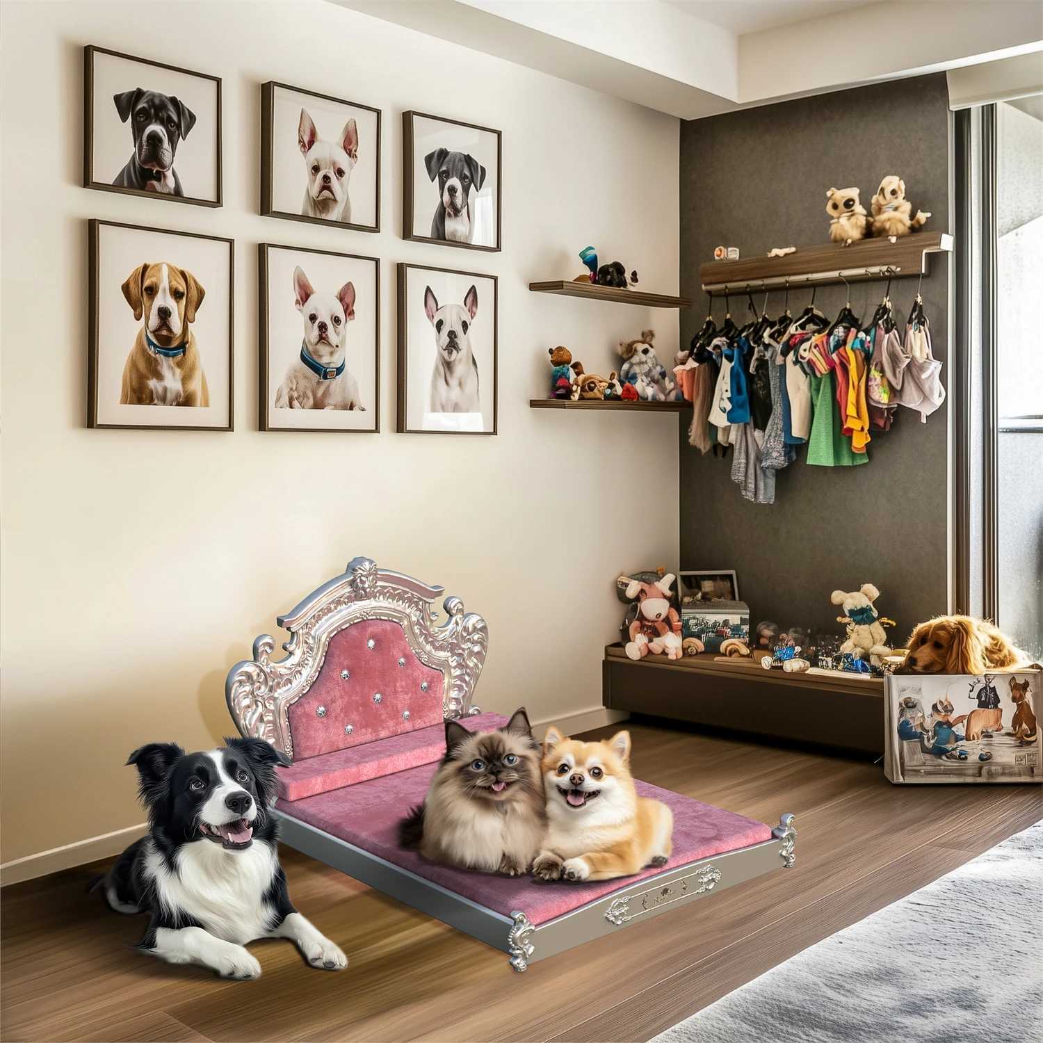 XXLarge Luxury Pet Bed with Top Panel and Washable Dutch Velvet Cover Dog and Cat Bed High Elasticity Sponge X250412