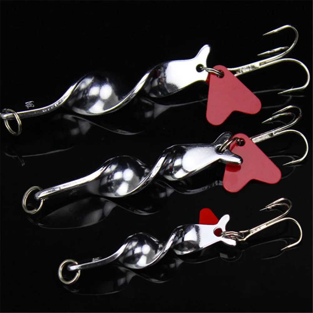 1Pcs Metal Rotating Fishing Bait Spoon Lures 10g 14g 21g 28 Artificial Bass Hard Sequins Treble Hook Crap Pesca Fishing Tackle Z250411