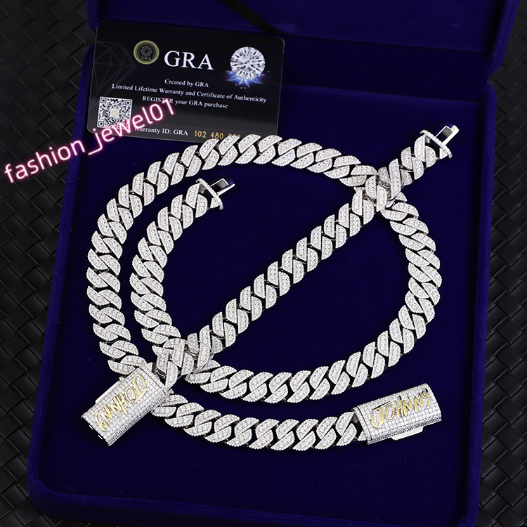 Yu Ying 925 Solid Silver with Vvs Moissanite Cuban Link Chain for Fashion Hip Hop Mans Necklace