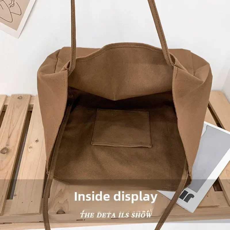Casual Large Capacity Canvas Shopper Totes High Quality Eco Reusable Grocery Handbag for Women Travel Shoulder Bags Daily PouchC250412