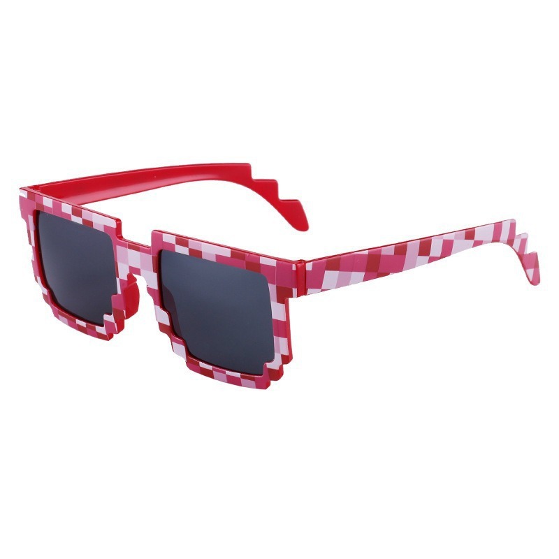 New Funny Wedding Party Sunglasses Net Red Wind Building Block Color Grid anime Square Mosaic