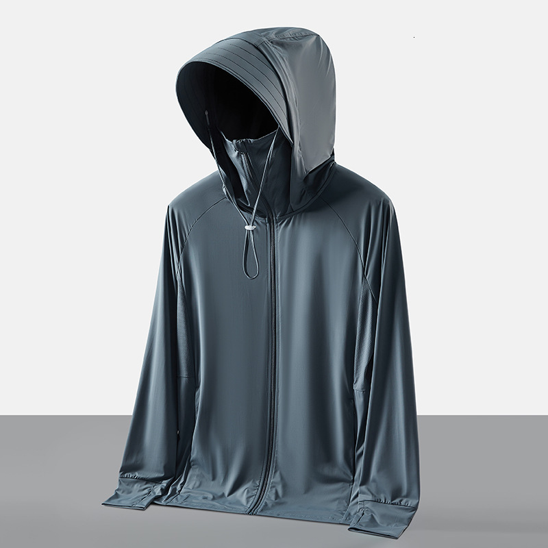 Outdoor Ice Silk Sun Protection Clothing Womens Summer Hooded Sun Protection Clothing Sun Shading Breathable Skin Clothing Mens Uv Resistant Fishing C