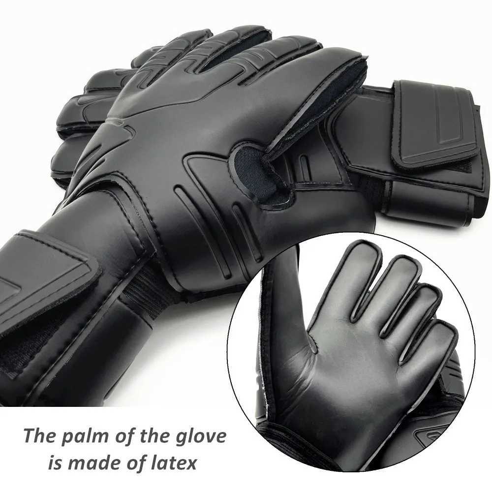 1 pair of black size 5-10 goalkeeper gloves with finger protectors ventilated soccer goalkeeper soccer latexXJ250412