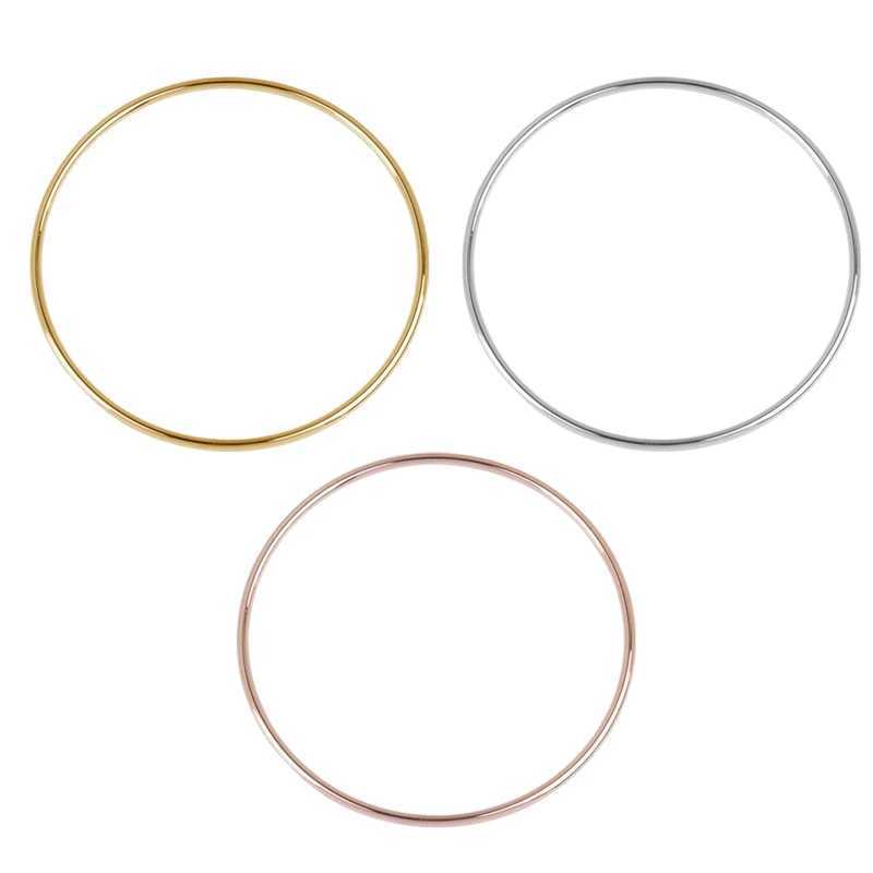Fashion Stainless Steel Bangles Bracelets Silver Color Simple Round Circle Bracelet For Women Party Casual Vintage Jewelry1 PCC250411