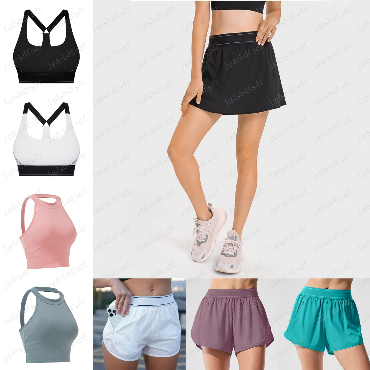 Yoga Match Point Tennis Skirt Bra Anti Glare Mini Varsity Skirt Quick Drying Breathable Sport Shorts Weekend Jogging Sweatpants Built Ins with Pocket Dress Bra Set