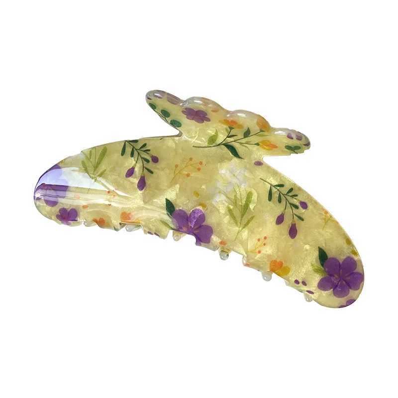 Luxury Large Flower Grab Bucket Womens Color Printed Hair Grab Bucket Head Rear Shark Clip Hair Accessories Y2504012