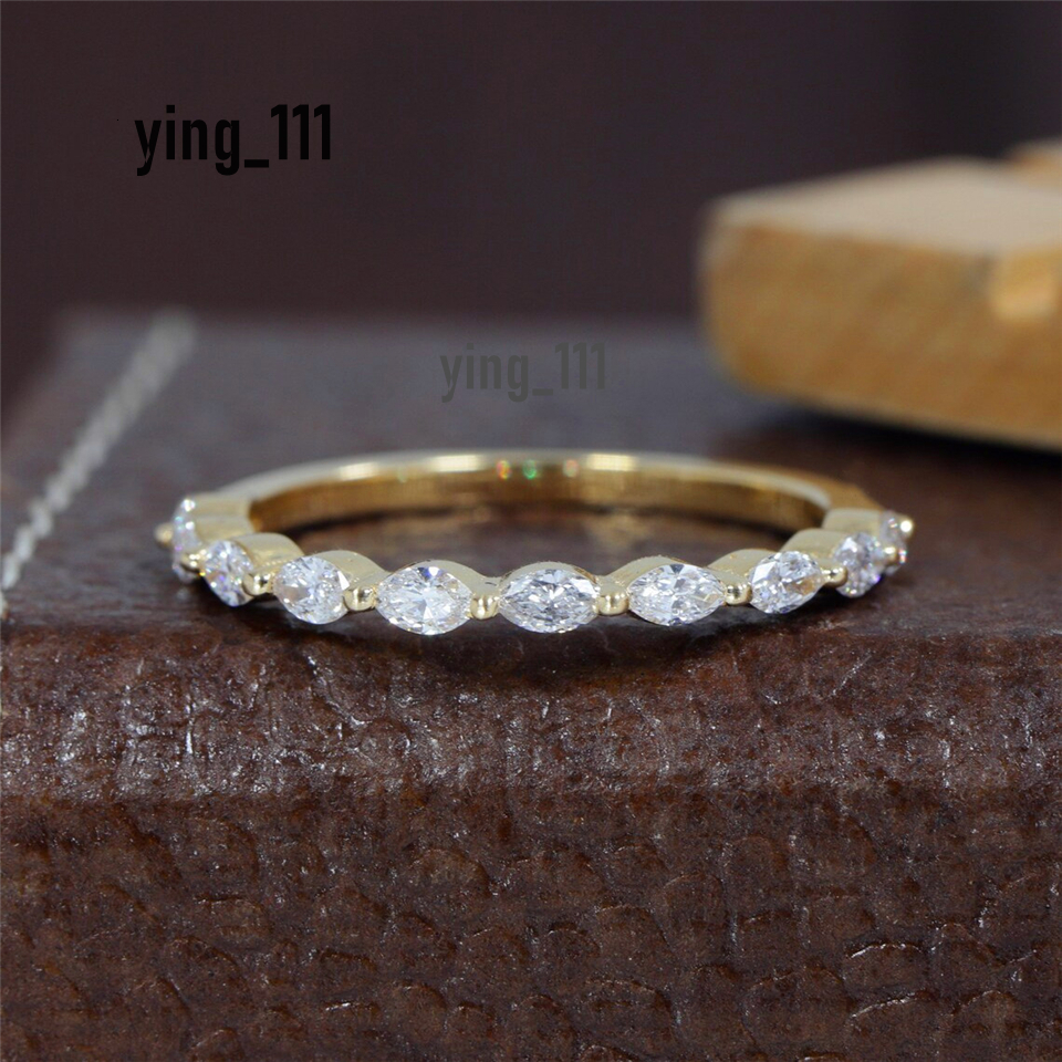 Jewelry 3.5*2.0mm Marquise Lab Diamond Ring 18K Real Gold Eternity Band Ring CVD HPHT Lab Diamond Stackable Dainty Wedding Women Gold Ring