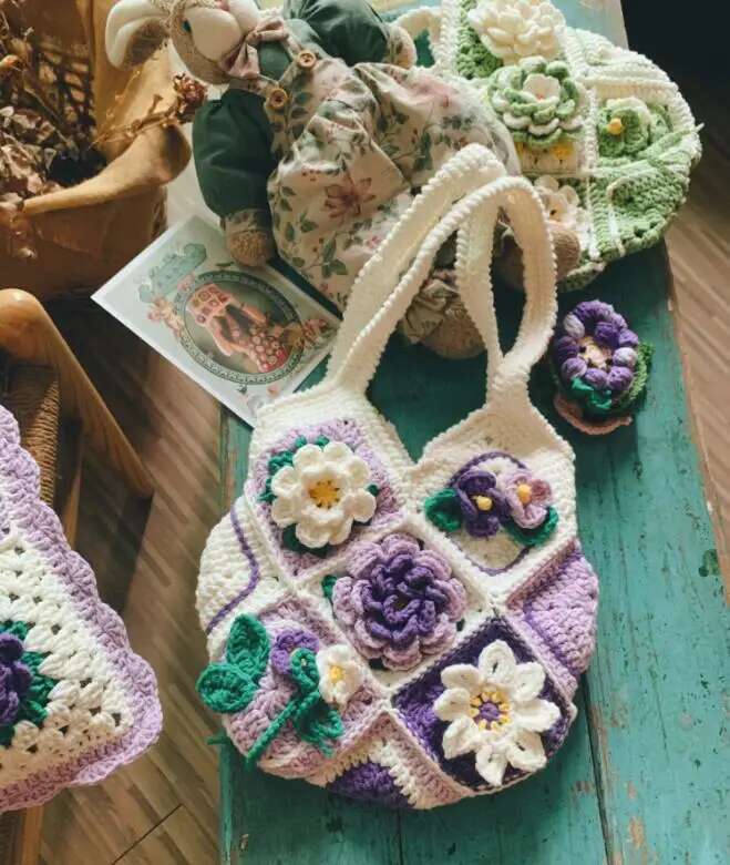 Original Design Fashion Women Shoulder Bag Yarn Crochet Handmade Wer Casual Tote Lady Shopping Handbag