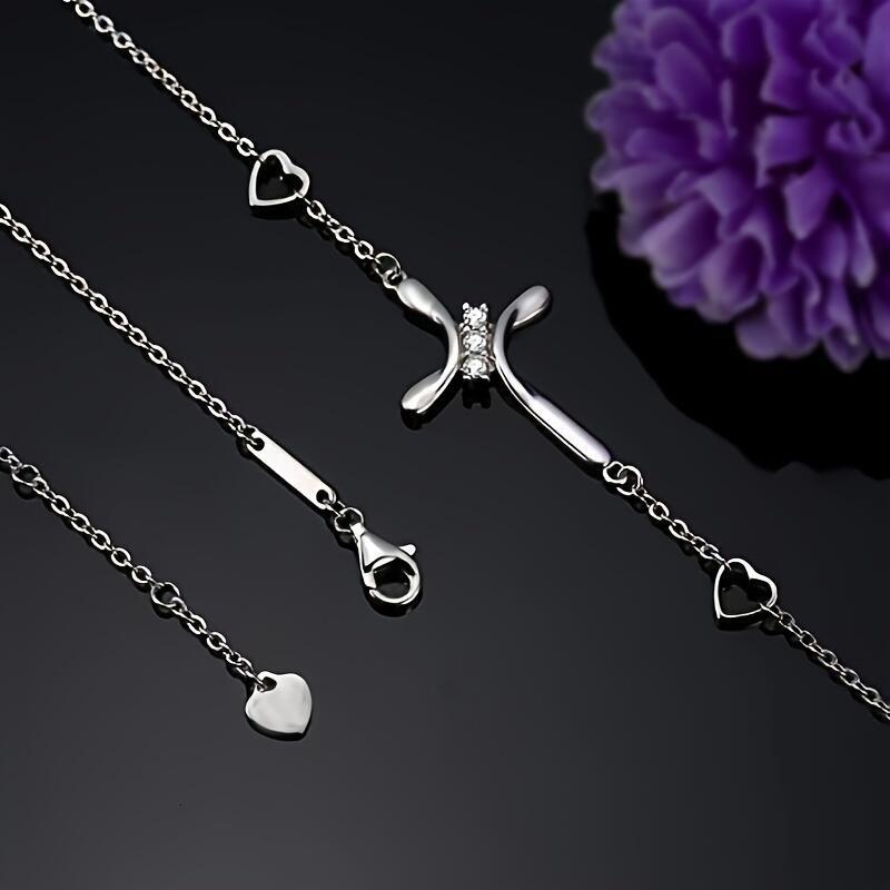 Elegant Sier-Tone Crystal Cross Charm Bracelet - Perfect for Everyday Wear and Special Ocns