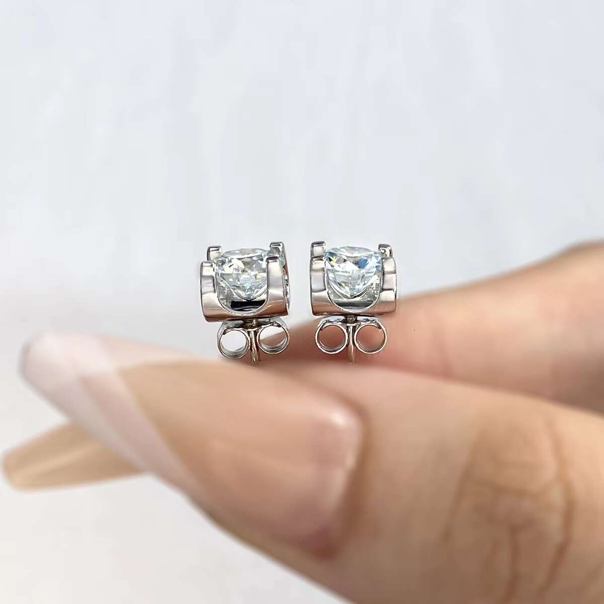Gra Certified 0.5ct 1ct Round Cut Moissanite Diamond square Stud Earrings for Women 925 Sterling Silver Luxury Jewelry Set