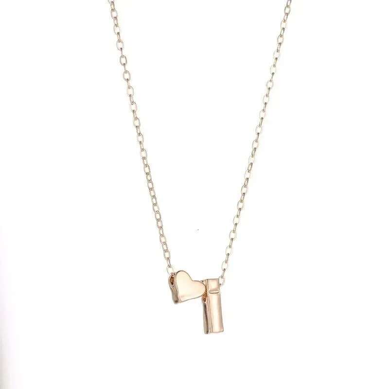 26 Letters Fashion Tiny Heart Dainty Initial Necklace Gold Sier Color Letter Name Choker For Women Pendant Jewelry Gift