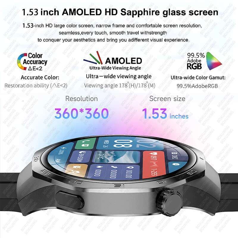 For Huawei Xiaomi GT5 Pro Smart Watch Men AMOLED HD Screen GPS NFC Heart Rate Bluetooth Call IP68 Waterproof SmartWatch 2025 New
