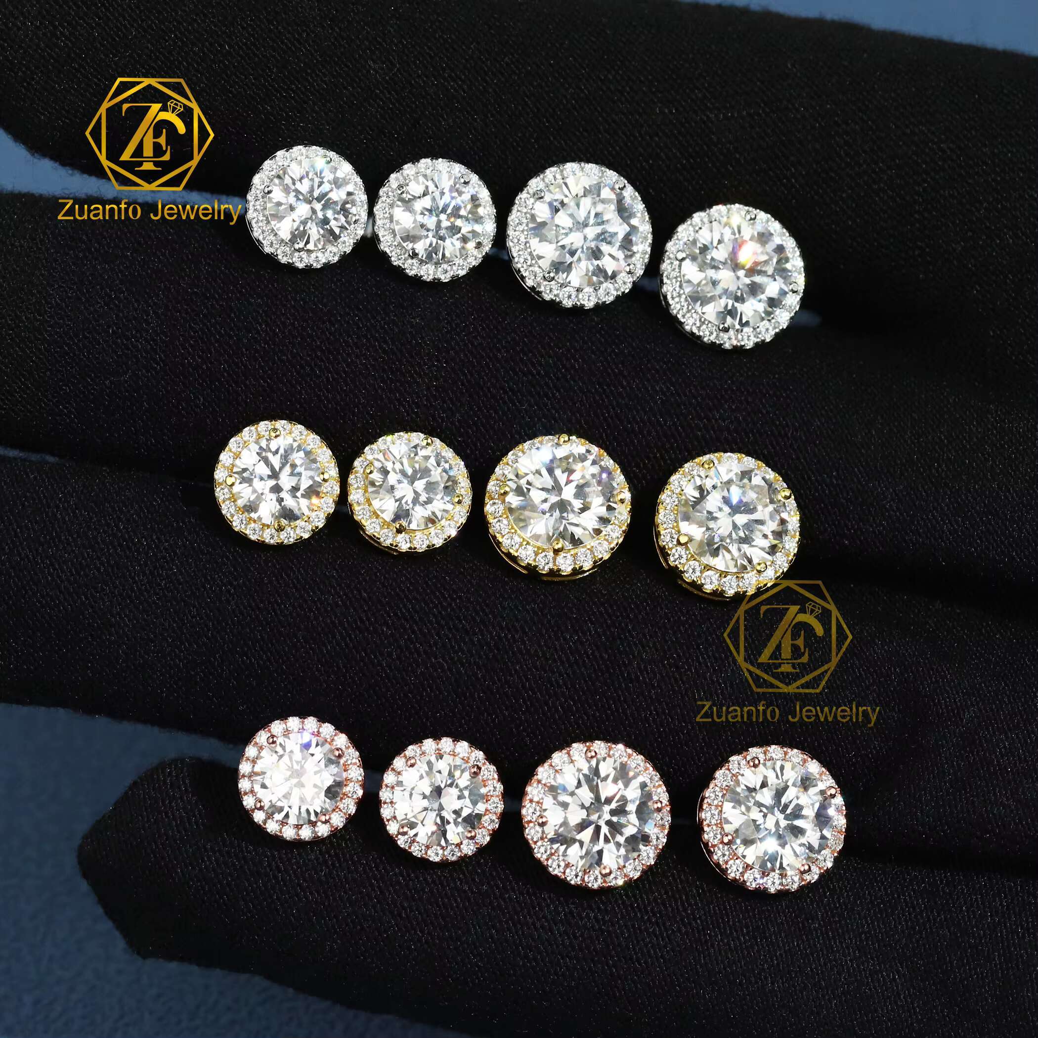 Wholesale Inventory Moissanite Earring 6.5mm 8mm Round Shape D VVS Moissanite Iced Out Diamond Charms 925S Earrings for Women
