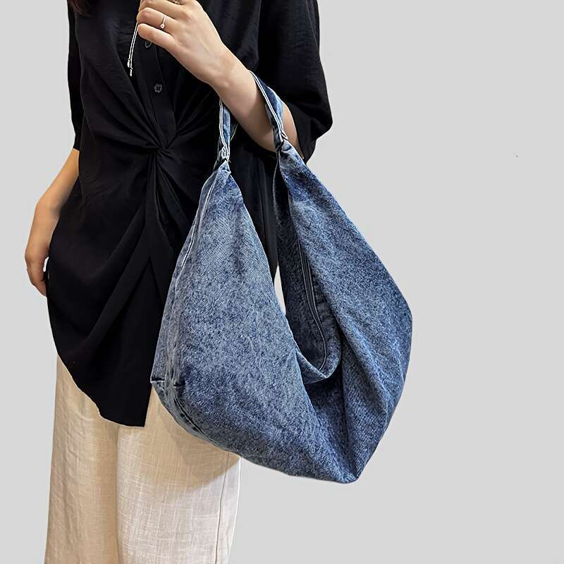 Casual Shoulder Bag Zipper Japanese Style Versatile Commuting Handbag Soft Solid Color luyigemandi