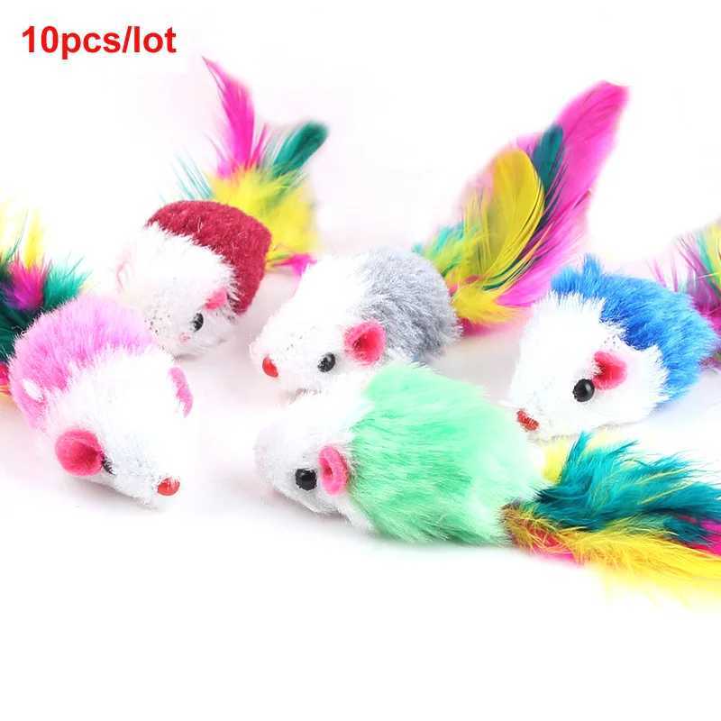 Pawtrip Rabbit Fur Fake Mouse Pet Cat Toy Feather Rainbow Ball Toy Cat Fun Play Toy Cat Y250412