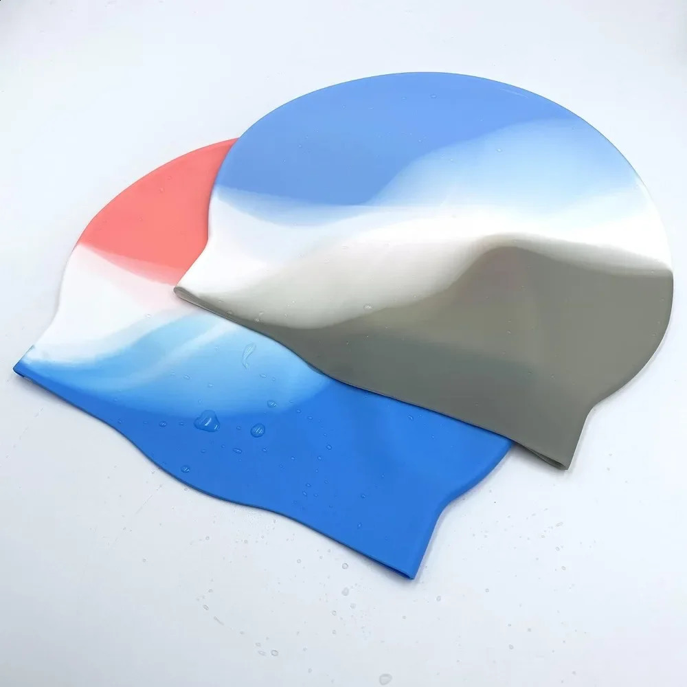 2Pack Durable Silicone Swim Cap for Women and Men Adults Youth Long Short Hair Universal Swimming Caps 2 Colors 250411