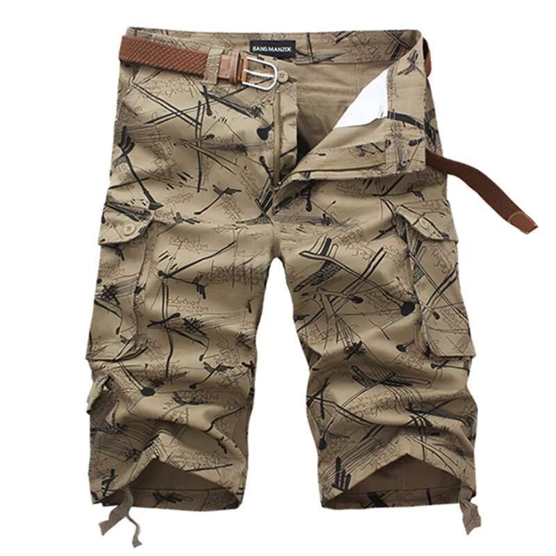Summner Cotton Cargo Men Camouflage Camo Hot Breeches Baggy Multi-Pocket Casual Loose Army Military Work Shorts Size 44
