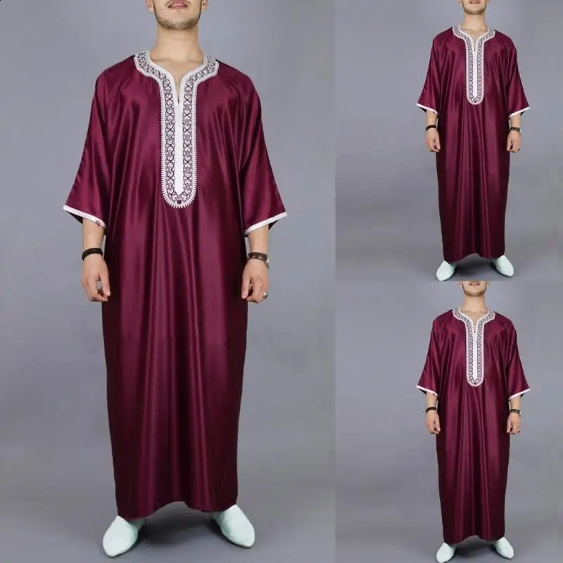 49MF Middle East Jubba Mens Traditional Muslim Clothing Mens Saudi Kaftan Islamic Robe Arab Clothing 250411