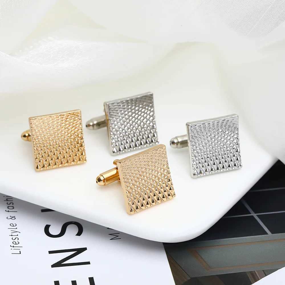 2 pieces/set of square mens cufflinks simple geometric stripes metal cufflinks mens shirts tie clips party jewelry sets giftsT250412