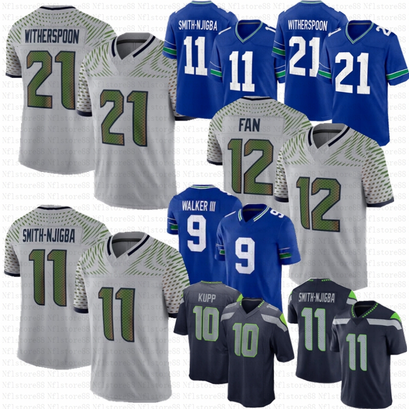 2025 New Cooper Kupp Sam Darnold Kenneth Walker III Jaxon Smith-Njigba Football Jersey Jalen Milroe Grey Zabel Devon Witherspoon Marshawn Lynch Murphy II Bobo