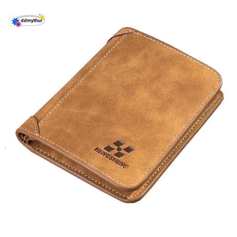 Hengsheng Men's Three-fold Wallet Multi-card European American Short Fashion Nubuck Leather Retro Multi Slot Large Capacity ddmythur