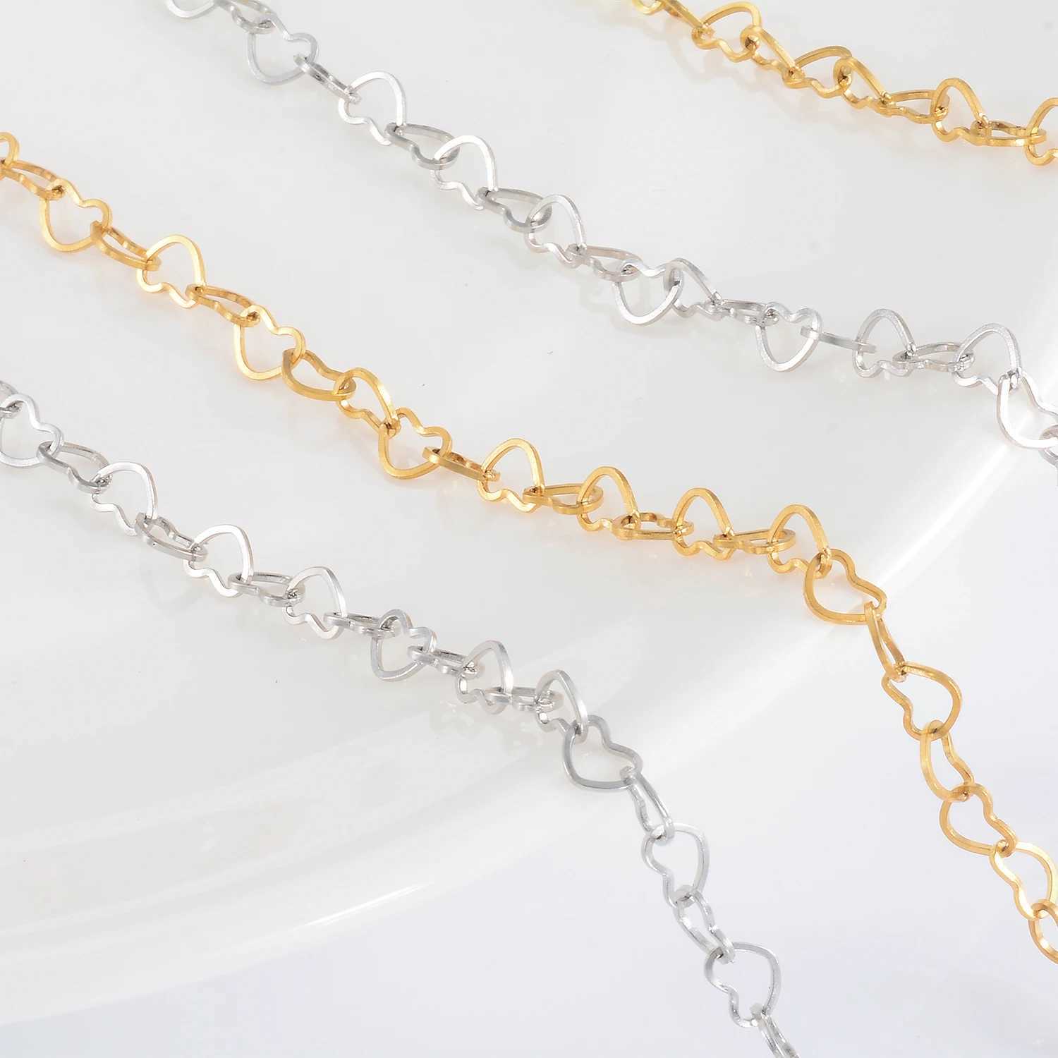 Rolo Heart Stainless Steel Bracelet Wedding Link Sweet Cute Love Statement Chain 3cm Extension Jewelry Gift For WomenC250411