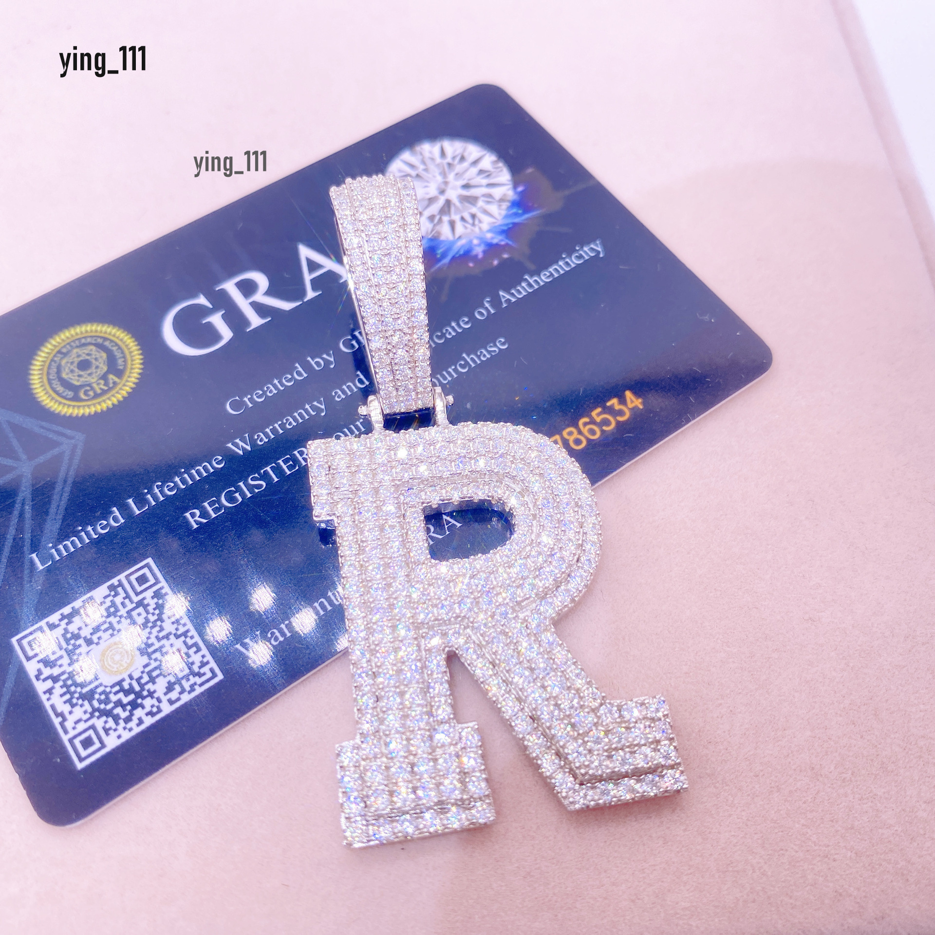 A-Z 925 Sterling Silver Passed Test Moissanite Diamond Letter Pendant Necklace fo Men Women Nice Gift with 3mm 24inch Steel Rope Chain